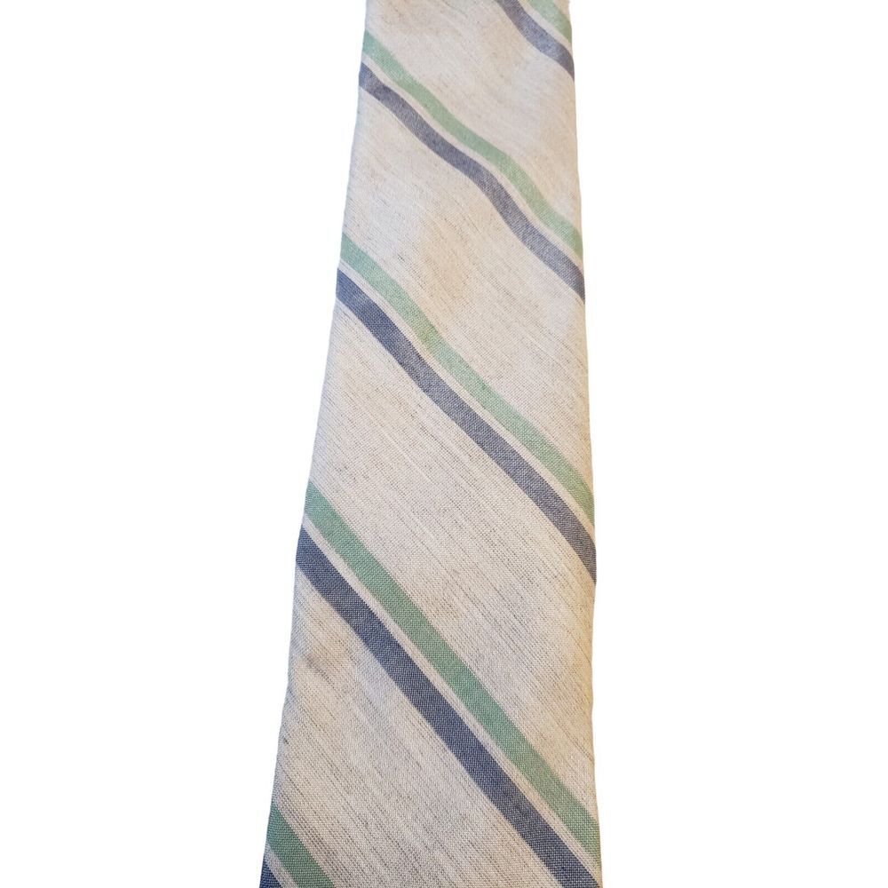 Goodfellow & Co Men's Striped Tie Ivory Lt Green Blue Polyester &‎ Rayon
